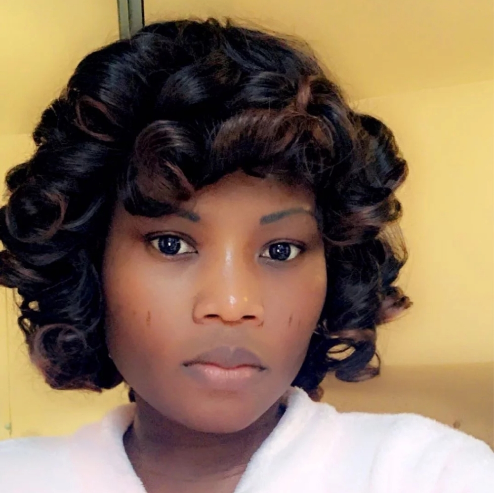 14" Short Afro Kinky Curly Wig With Bangs - Picture 4 of 5